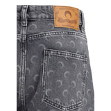 Marine Serre Gray Cotton Straight-Leg Jeans