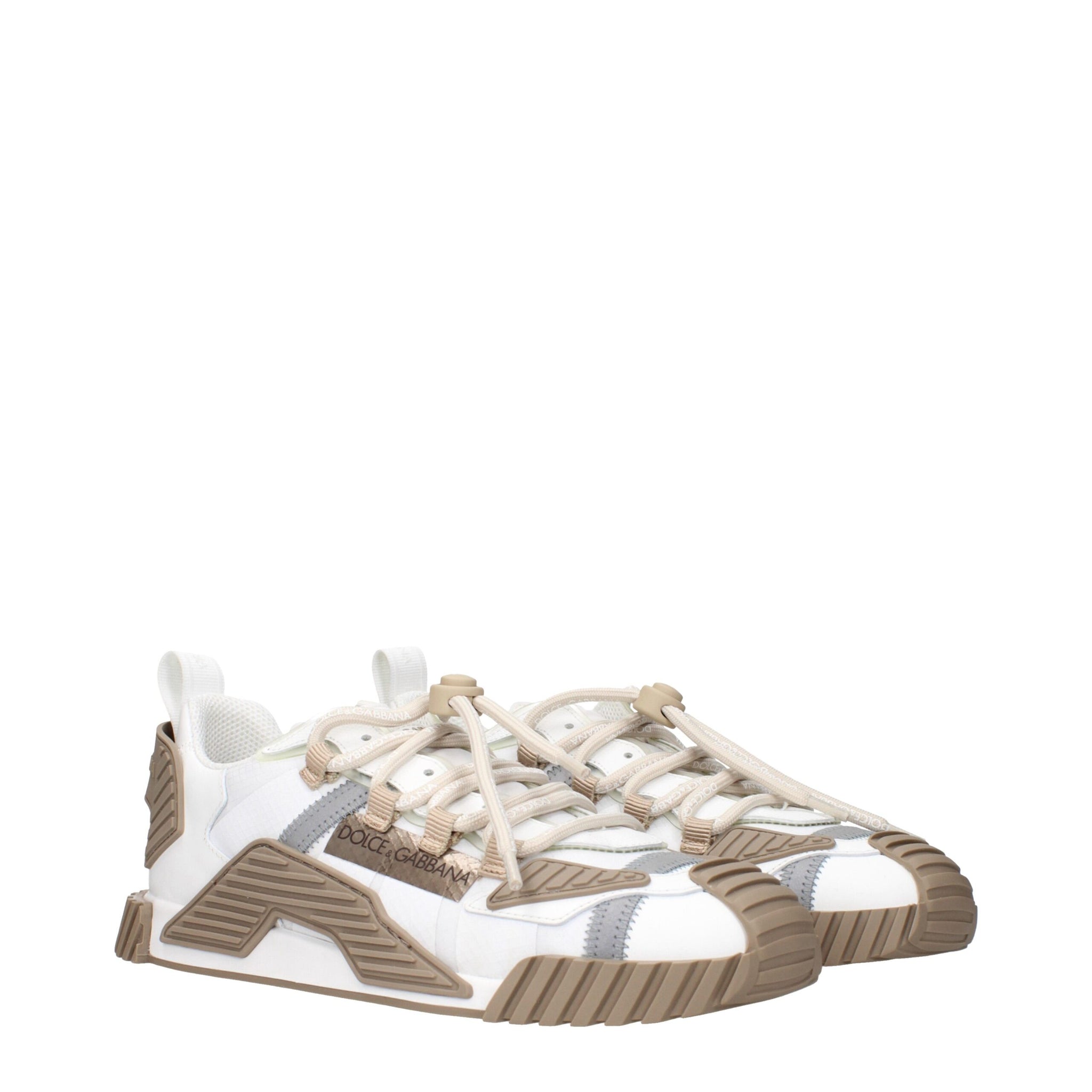 Dolce & Gabbana White Fabric Athletic Sneakers