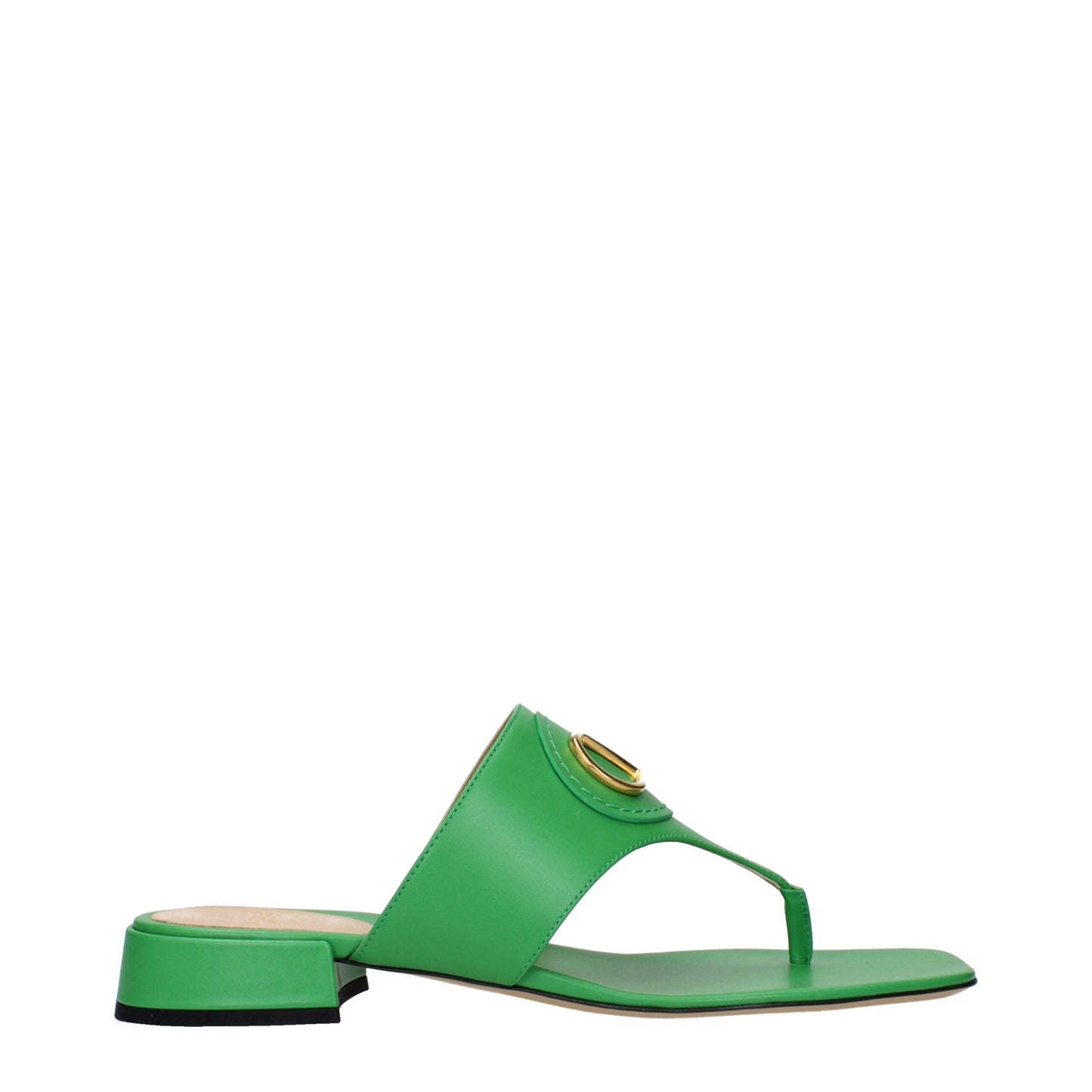 Valentino Garavani Green Leather Flip-Flop Sandals