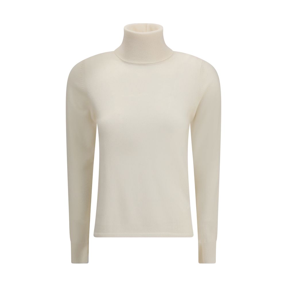 Max Mara White Wool Turtleneck
