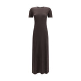 Ferragamo Brown Fleece Wool Long Dress
