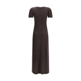 Ferragamo Brown Fleece Wool Long Dress