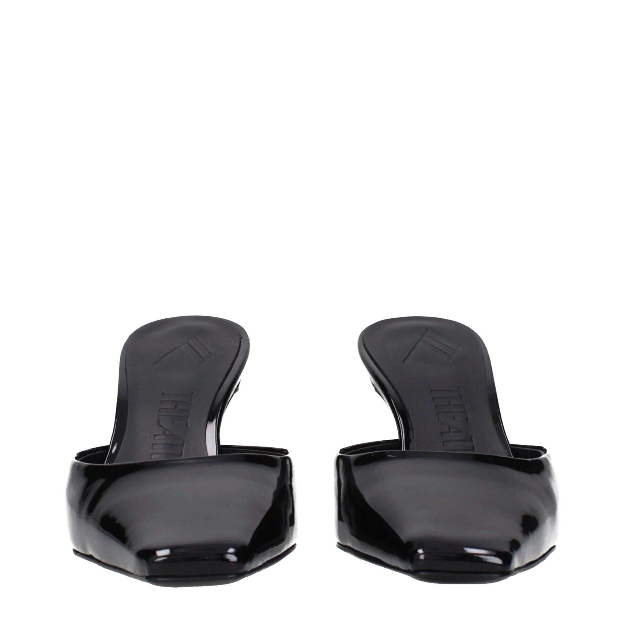 The Attico Black Leather Flat Sandals