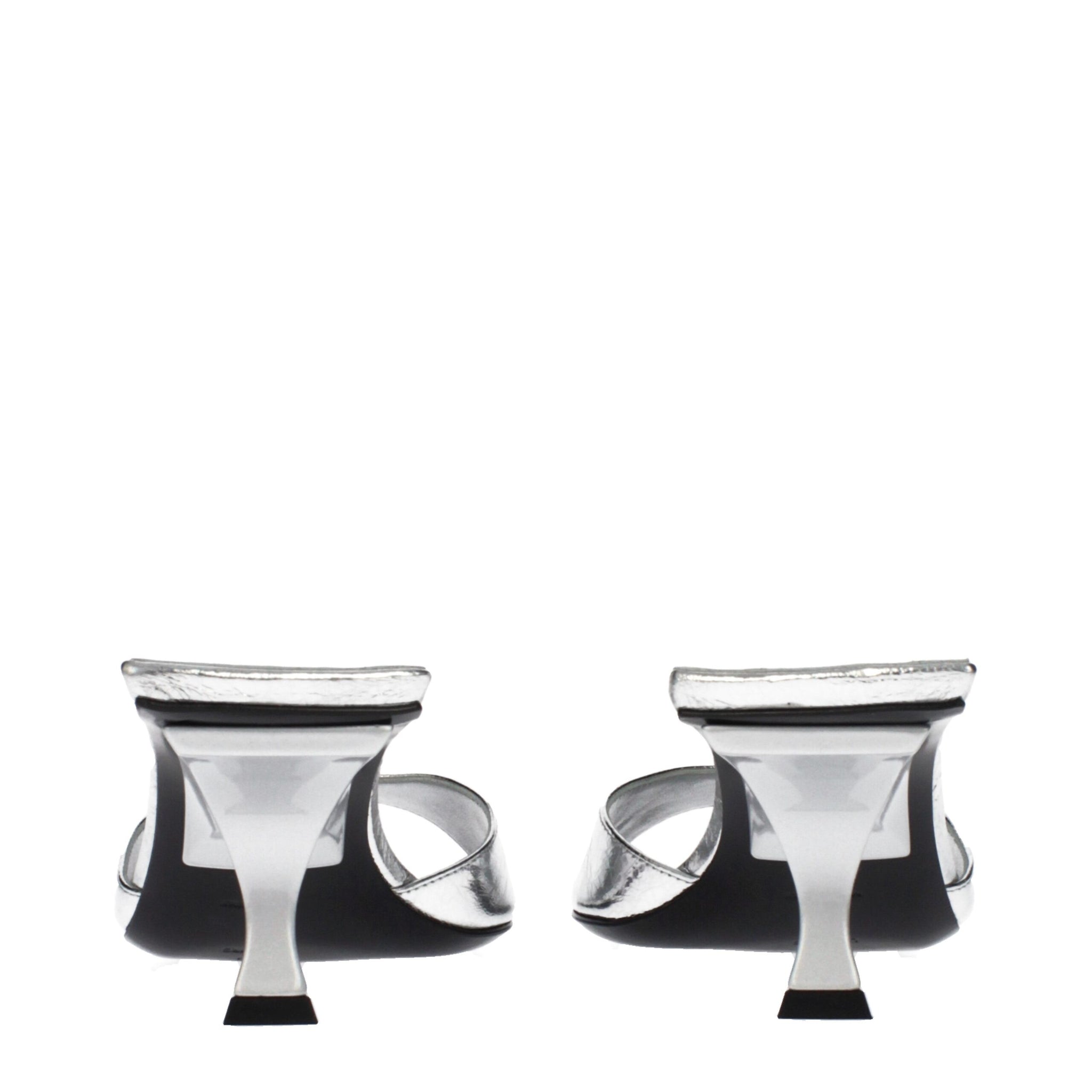 The Attico Gray Leather Flat Sandals