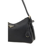 Prada Black Calf Leather Bos Taurus Shoulder Bag