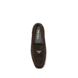 Prada Brown Calf Leather Bos Taurus Slip-On Loafers