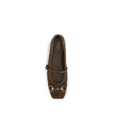 Gucci Brown Calf Leather Bos Taurus Ballet Flats