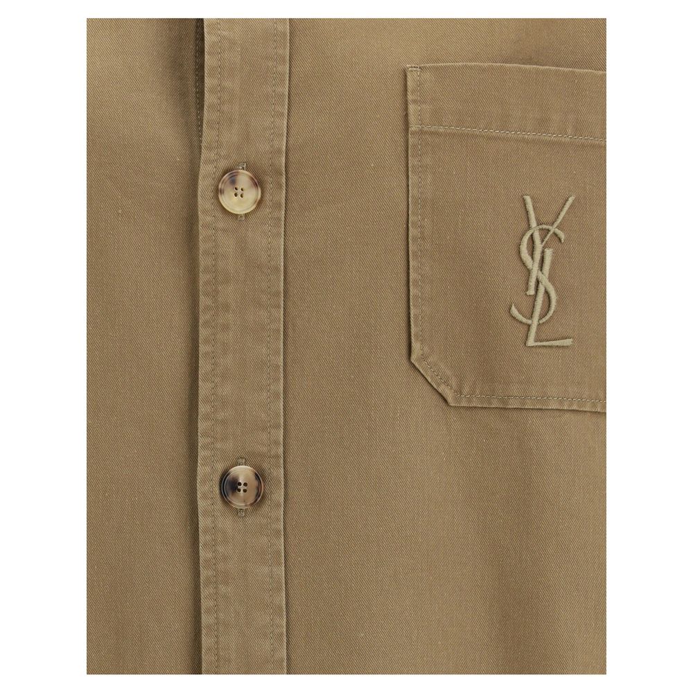 Saint Laurent Green Cotton Coat