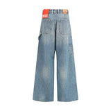 Diesel Blue Cotton Relaxed Fit Jeans