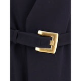 Balmain Blue Fleece Wool Coat