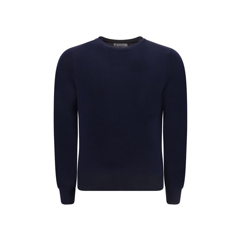 Brunello Cucinelli Blue Fleece Wool Sweater