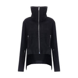 Rick Owens Black Fleece Wool Biker Jacket