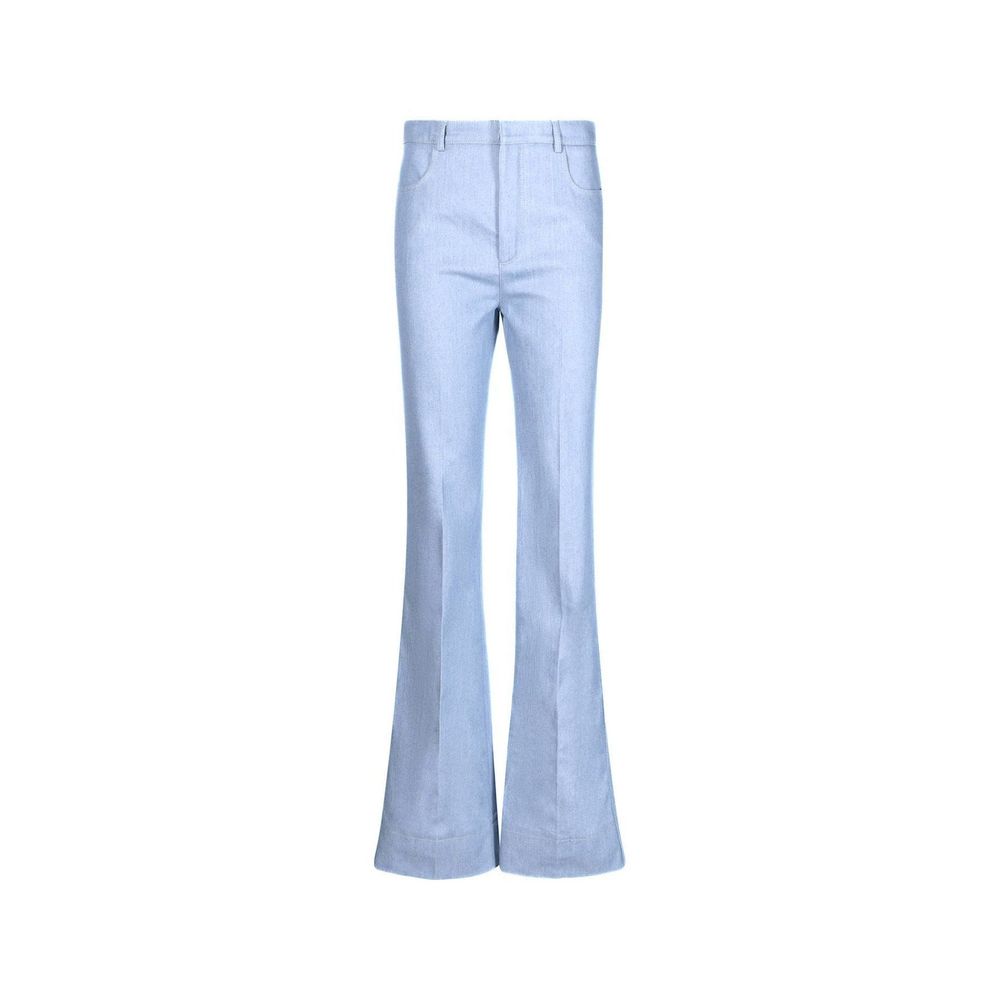 Saint Laurent Blue Cotton Flared Pants