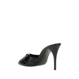 Saint Laurent Black Lamb Ovis Aries Aries Stiletto Heel Sandals