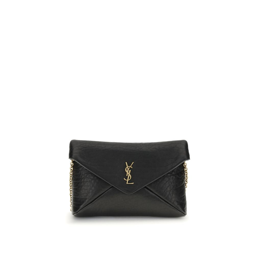 Saint Laurent Black Lamb Leather Clutch Bag
