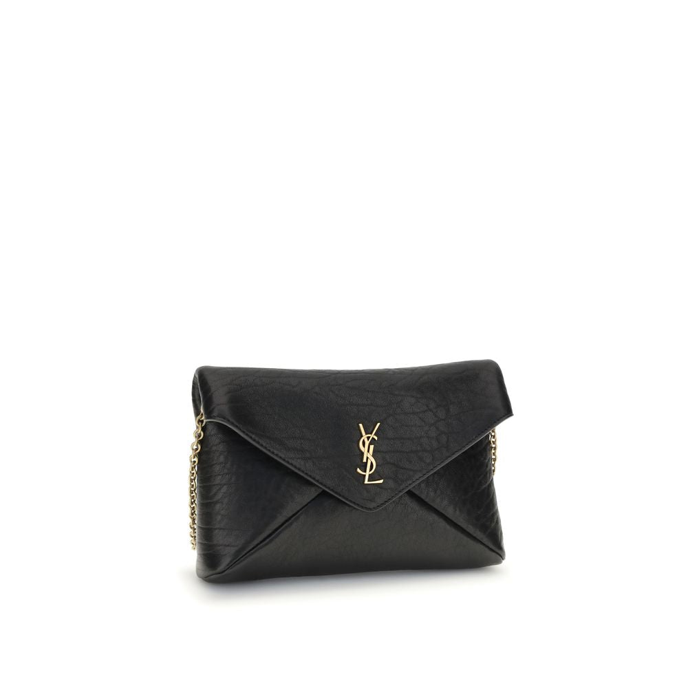 Saint Laurent Black Lamb Leather Clutch Bag