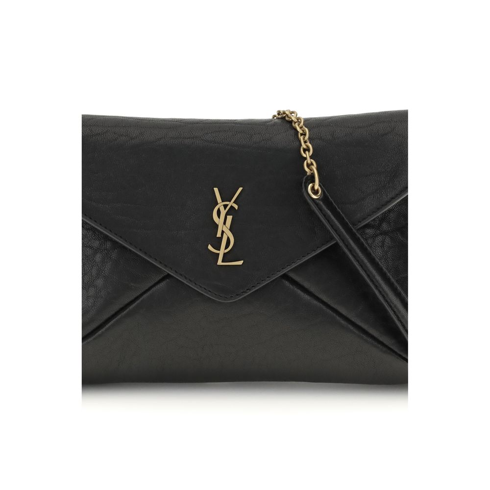 Saint Laurent Black Lamb Leather Clutch Bag