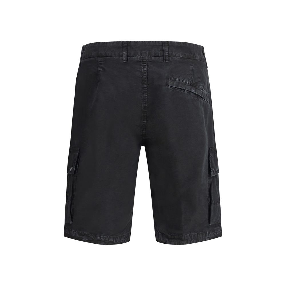 Stone Island Black Cotton Bermuda Shorts