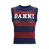 Ganni Blue Recycled Cotton Sweatshirt