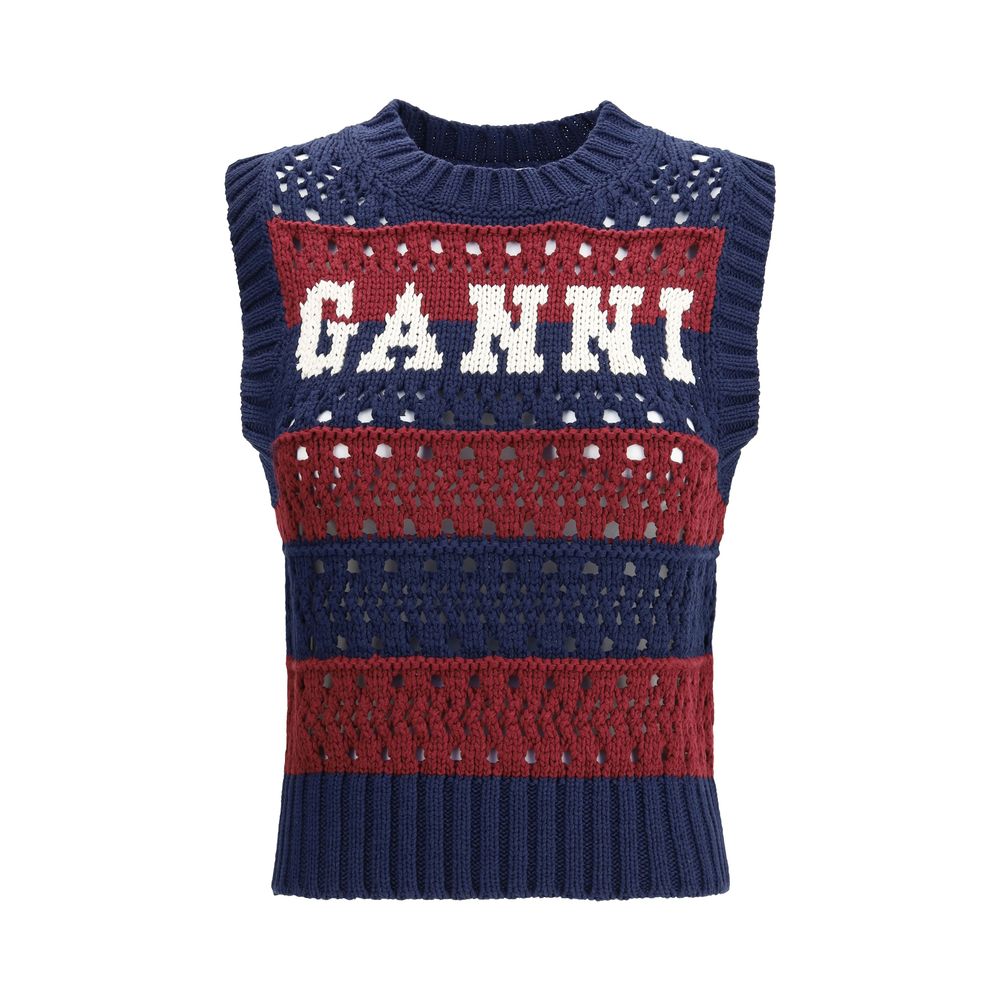 Ganni Blue Recycled Cotton Sweatshirt