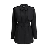The Row Black Fleece Wool Trench Coat