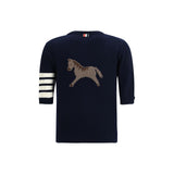Thom Browne Blue Fleece Wool Sweatshirt